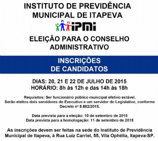 IPMI abrir inscries para eleio do Conselho Administrativo